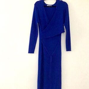 Madison & Hudson Royal Blue Bodycon Long Sleeve, Knit Style Long/Maxi Wrap Dress
